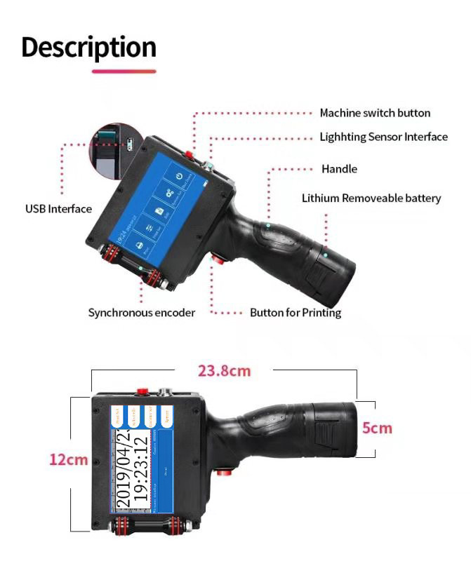 12.7mm handheld inkjet printer
